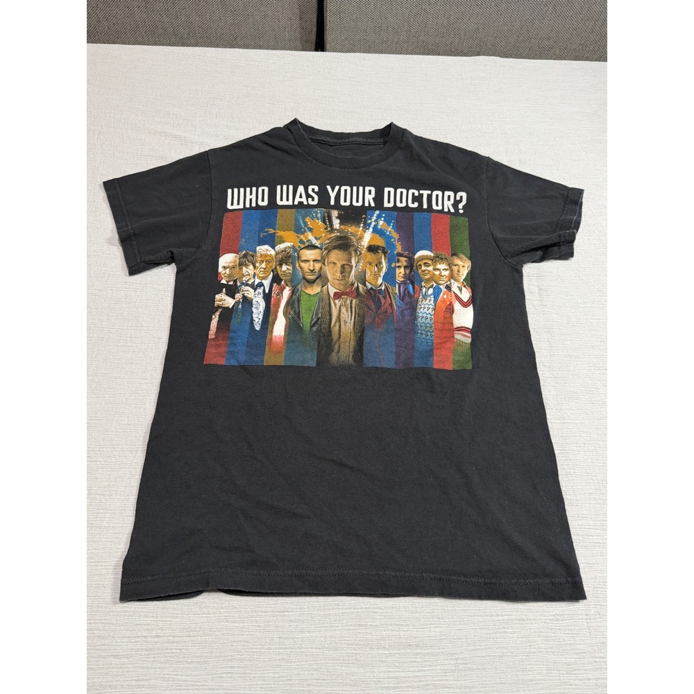 Doctor Who Graphic T-Shirt Mens Small Black Who Was Your Doctor Sci-Fi Tee